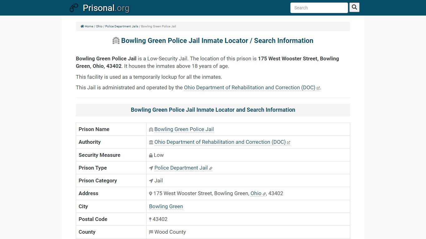 Bowling Green Police Jail-Inmate Locator/Search Info ...